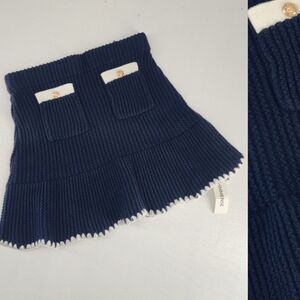 Commense M NWT | Navy Blue Ribbed Knit Mini Skirt Twee Nautical Preppy Academia